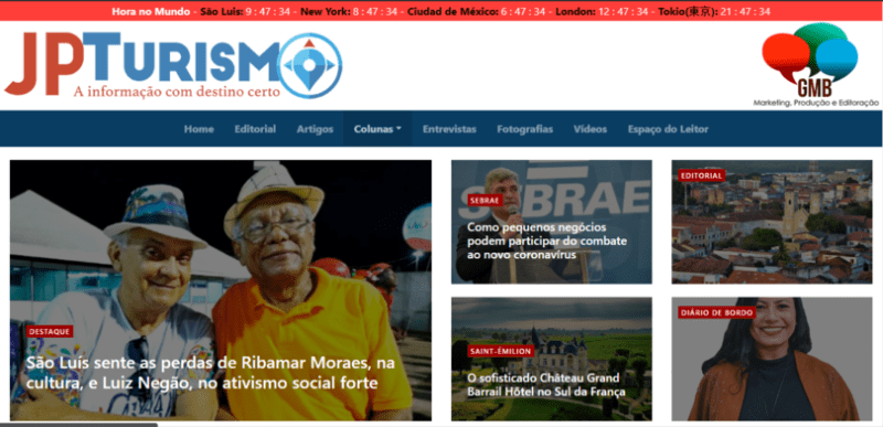 Site do JP Turismo acompanha em seu layout o novo projeto gráfico do Jornal Impresso