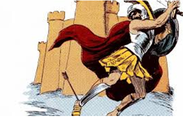 Imagem do gigante Aquiles, na Guerra de Tróia, ferido no único local em que era vulnerável: O calcanhar !” – Foto: Reprodução