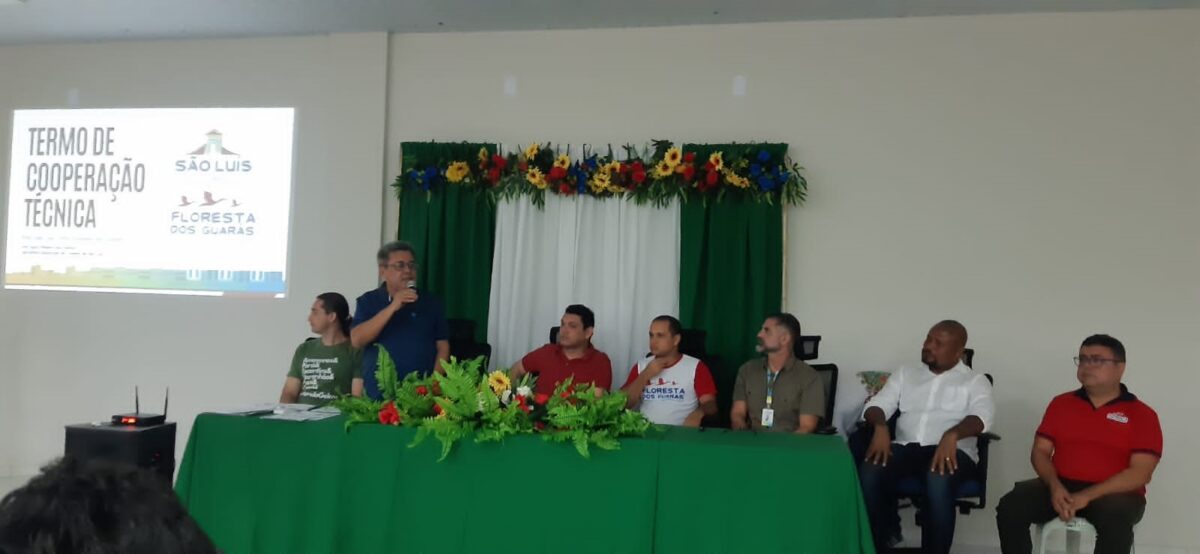 O Prefeito de Guimarães, Osvaldo Gomes, com a palavra durante a reunião técnica sobre o acordo de cooperação entre os polos São Luís e Floresta dos Guarás Cumã - Foto: Honório Moreira