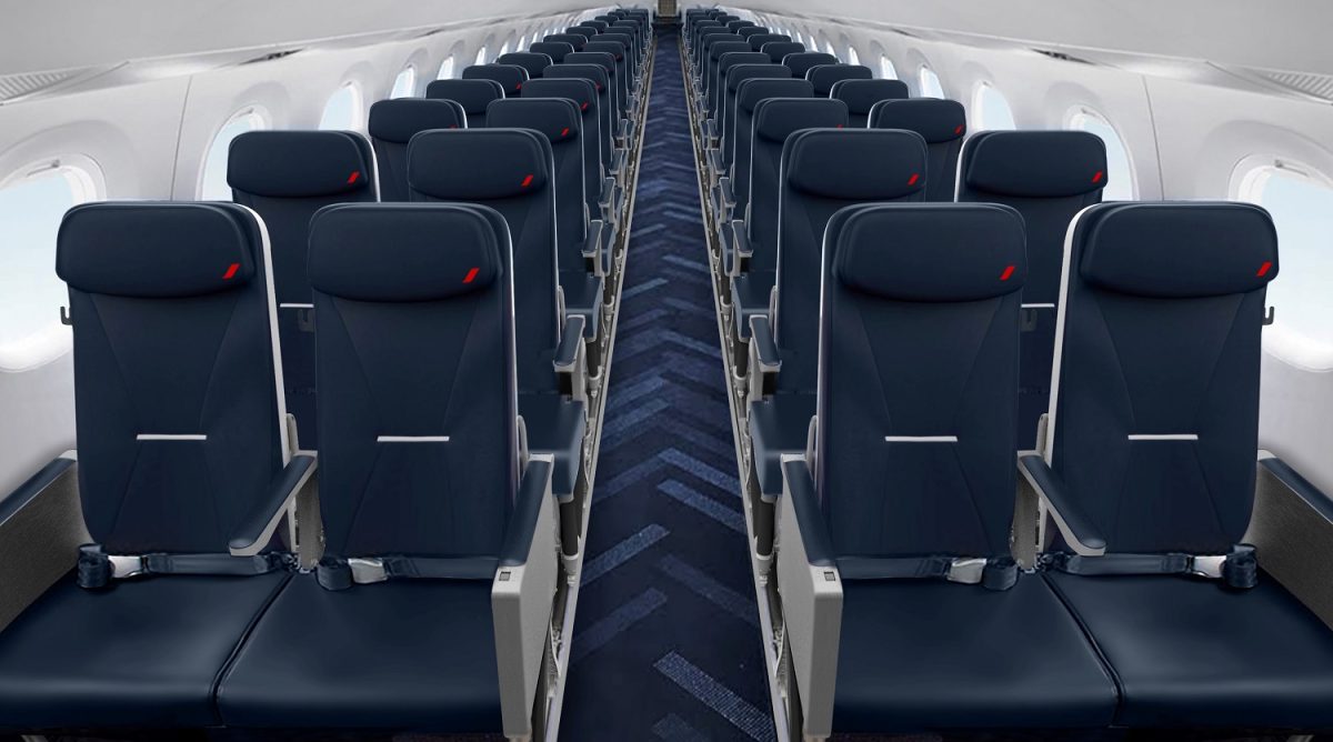 Cabine da frota Embraer 190 será equipada com 110 novos assentos - Foto: Divulgação