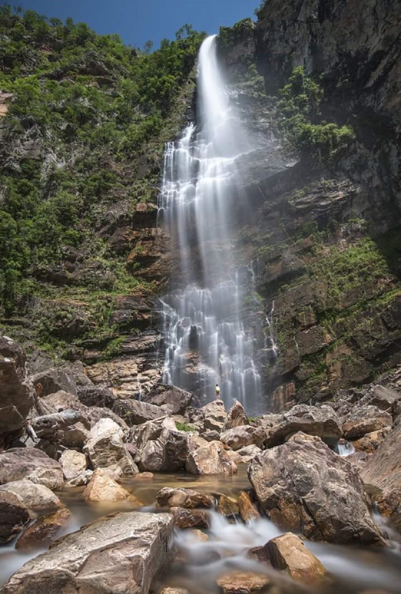Cachoeira do Label, em São João d’Aliança, com 187 metros de queda livre – Foto: André Dib