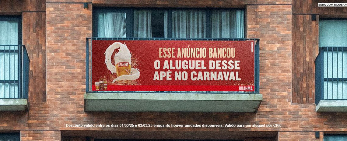 A ação ocorreu em março de 2025, no Carnaval, consistiu no pagamento de anúncios nas fachadas de apartamentos da Housi, localizados nos pontos mais concorridos da festa pelo Brasil - Foto: Divulgação