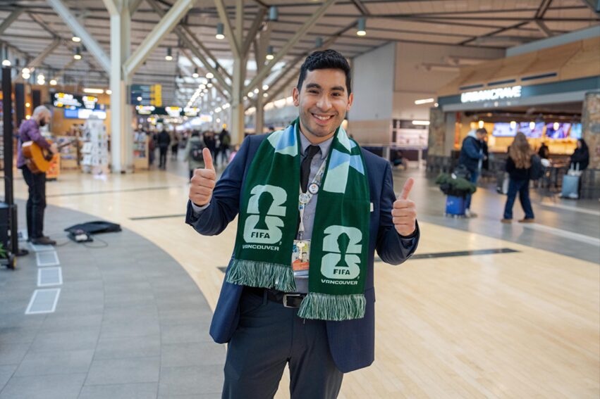 Contagem regressiva para a Copa do Mundo FIFA 2026™, o Aeroporto Internacional de Vancouver (YVR), uma das 16 cidades-sede, tem se preparado para o evento mundial - Foto: Divulgação